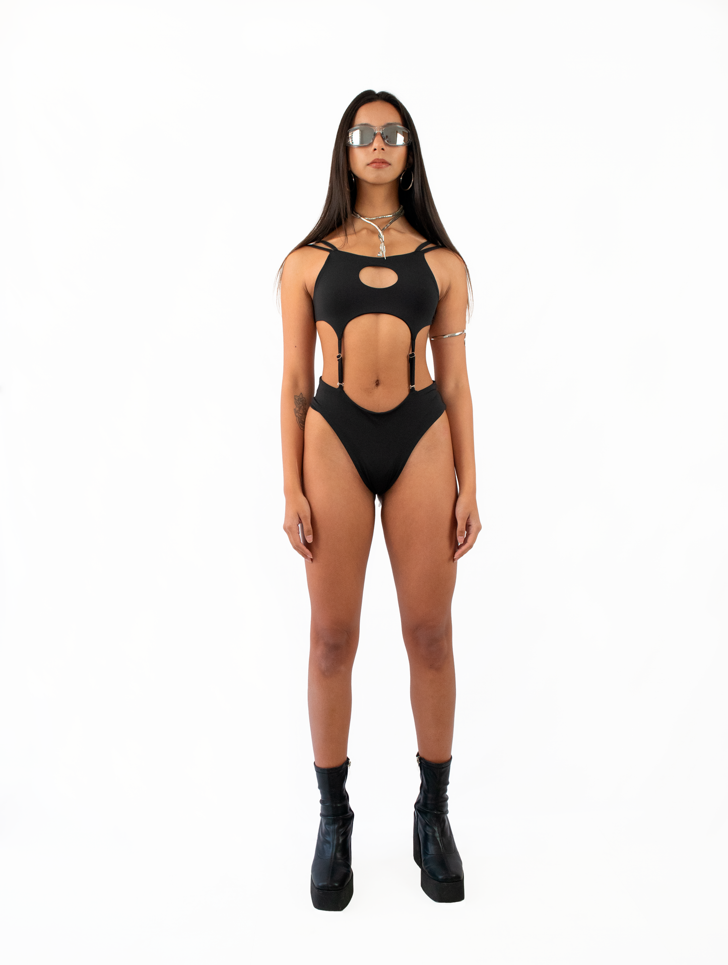 Body negro con espalda descubierta en tela suplex premium | Urania Club