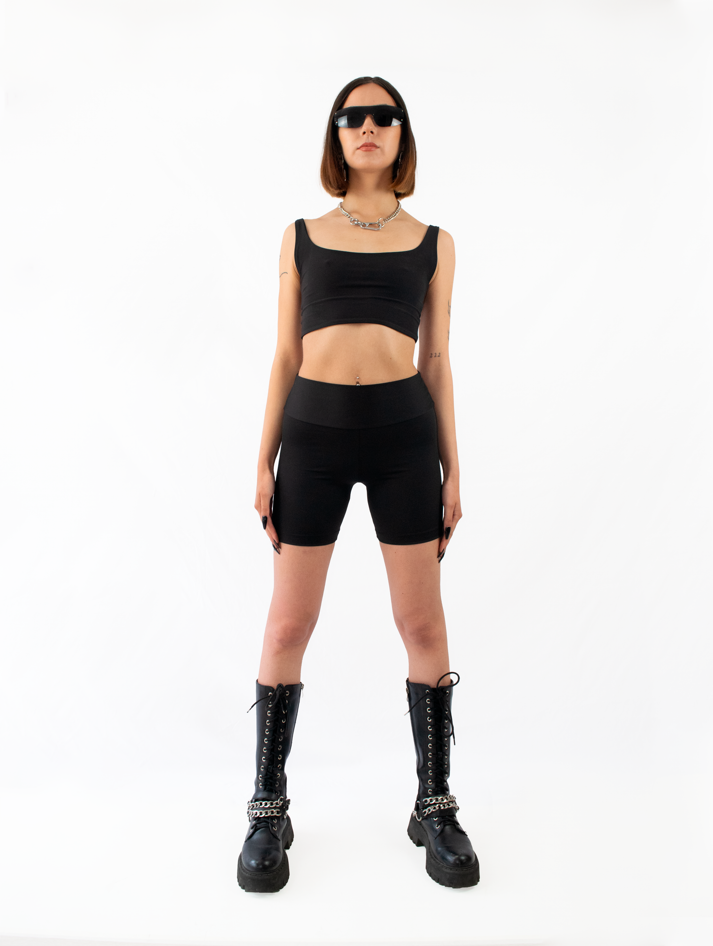 top negro deportivo poliéster spandex