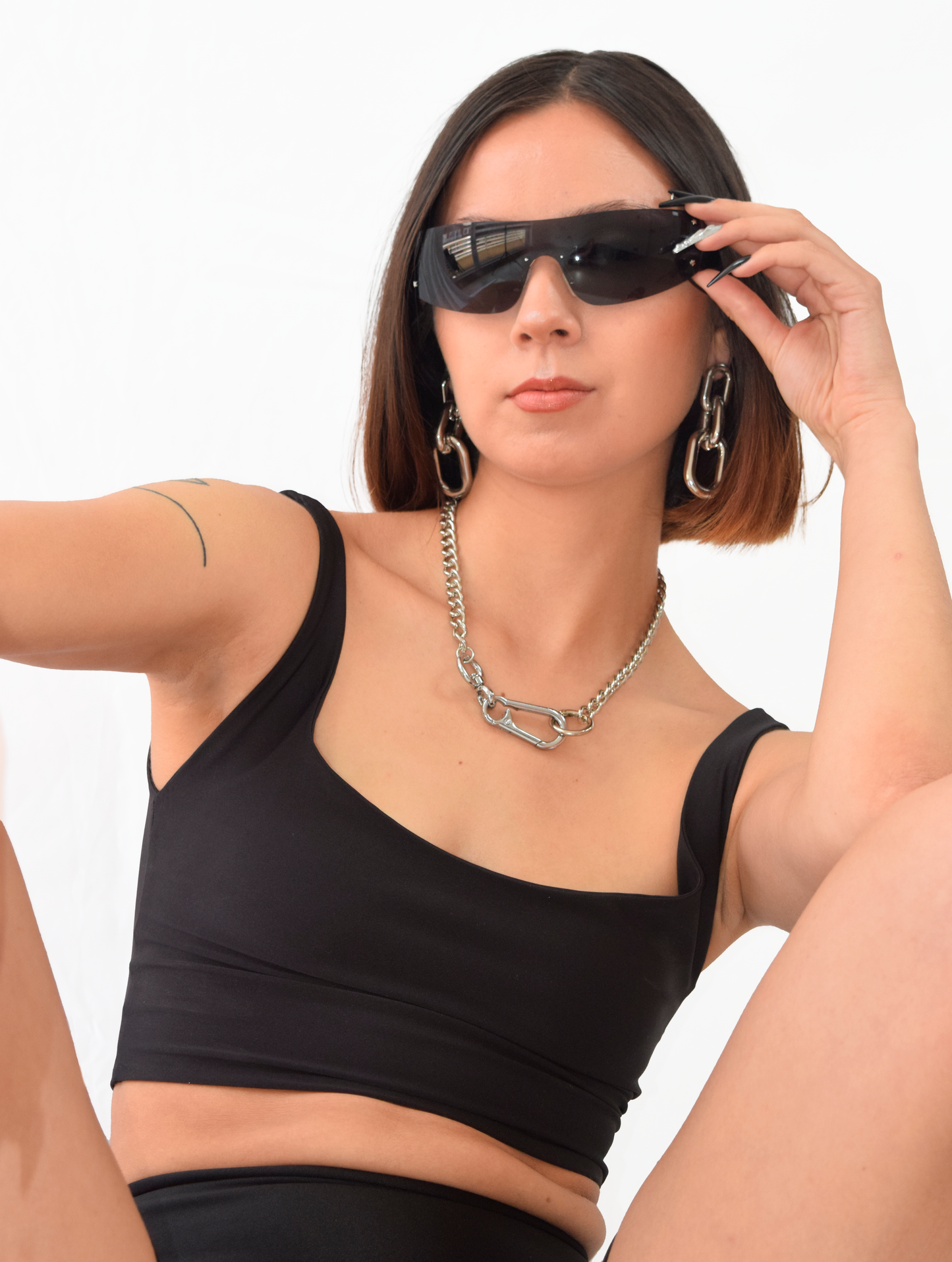 top negro ajustado spandex poliéster
