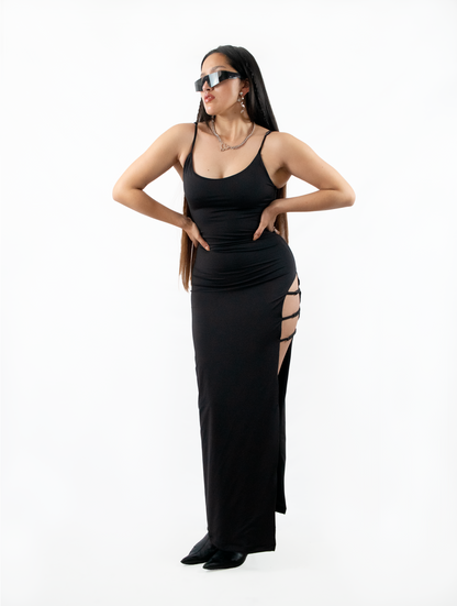 Vestido largo negro ajuste favorecedor